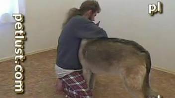 Dude with a stiff boner fucking a submissive beast