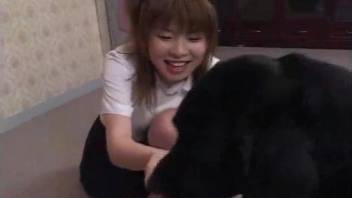 Japanese zoophile gets throated by a sexy doggo