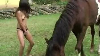 Latina with a perfect body getting screwed by a horse