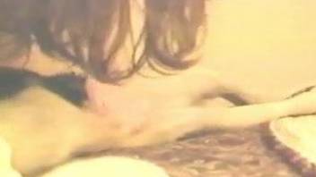 Sexy lady getting fucked in the ass by a dirty dog